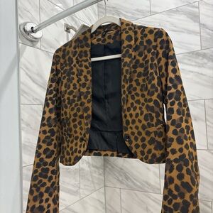 H&M Brown Leopard Print Blazer